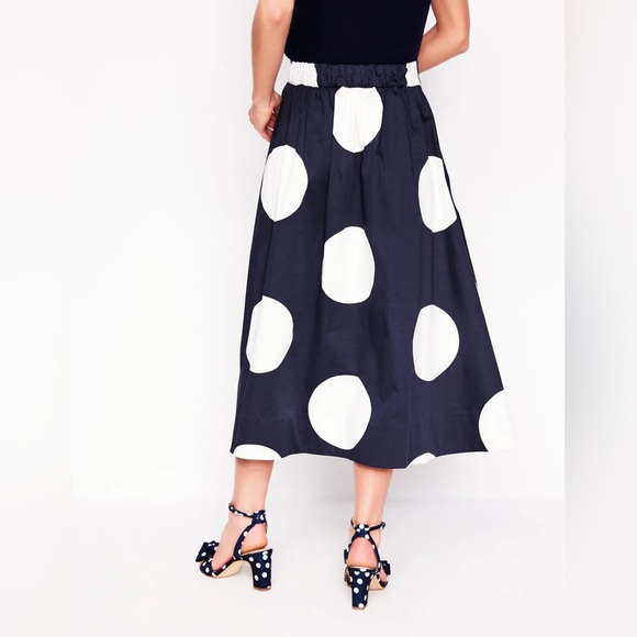 BODEN Isabella Cotten Sateen Skirt - Navy Spots, Size US 14 - Picture 4 of 9